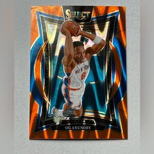 Select OG Anunoby New York Knicks Orange Blue holo flash prizm Concourse Card 11